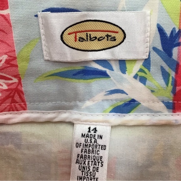 Talbots Floral Tropical Patchwork Cotton Spandex Skirt Size 14 - Picture 7 of 9
